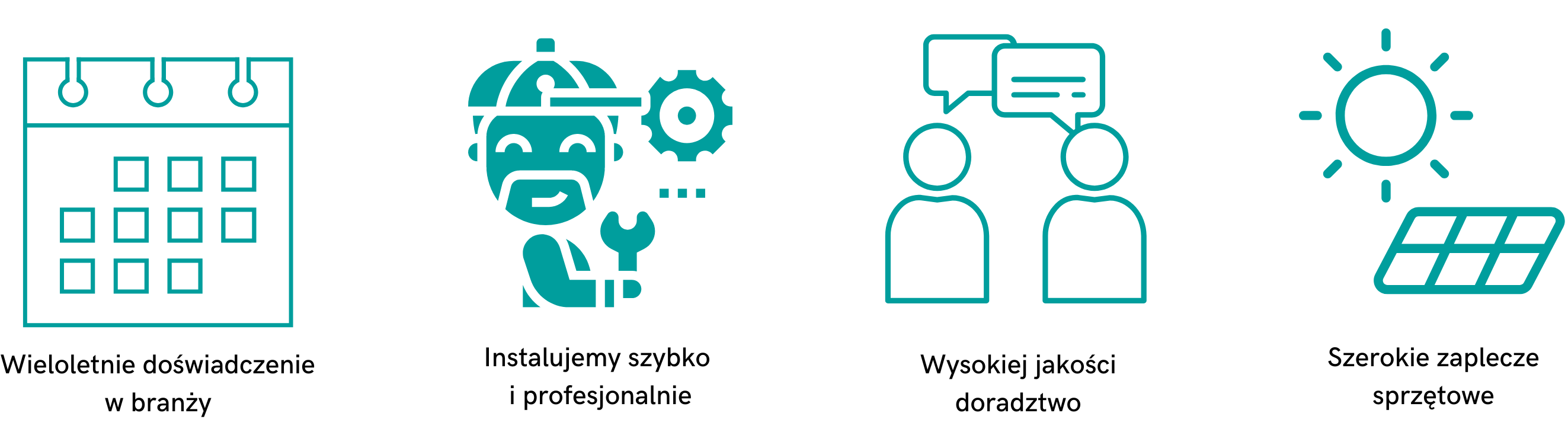 Wieloletnie doświadczenie  w branży, Instalujemy szybko  i profesjonalnie, Wysokiej jakości doradztwo, Szerokie zaplecze sprzętowe